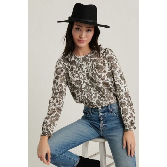 LUCKY Brand lea pintuck blouse top - Picture 2 of 11